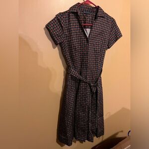 Brooks Brothers Black and Red Patterned Dress